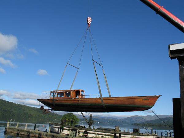 Branksome being lifted out the water