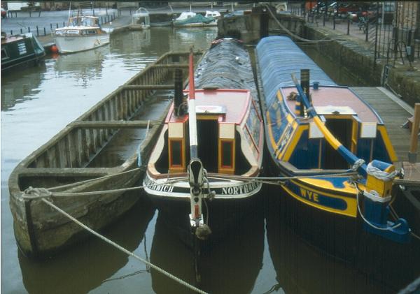 Concrete canal boat - along side Northwich and Wye. Bow looking aft. Ref: 96/1/1/27
