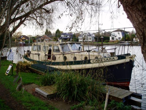 Caresana - moored, starboard view