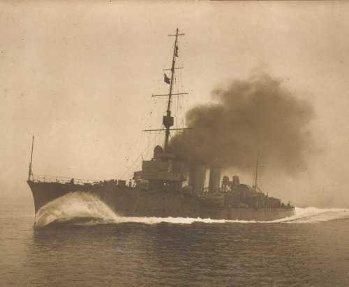 HMS Caroline underway - port side