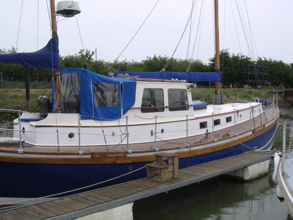 Trimilia moored in Woodbridge - starboard side