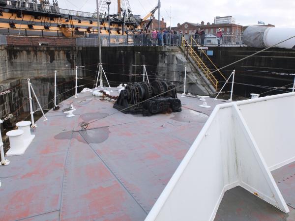On deck view, towards bow, Feb 2014