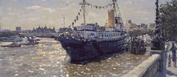 Painting of HMS PRESIDENT, Thames Embankment
