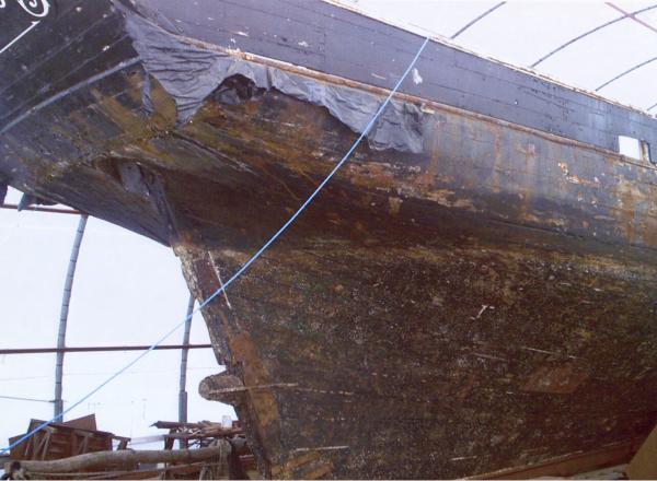 City of Edinboro' out of the water - stern and rudder