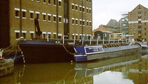 SABRINA 5 and OAK alongside National Waterways Museum. Starboard bow looking aft.