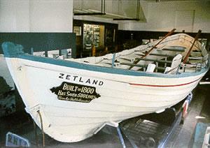 ZETLAND - bow looking aft, inside boathouse.