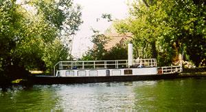 SABRINA - moored up on the riverbank. Starboard side.