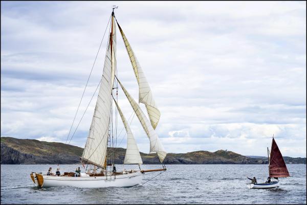 Shearwater welcoming Tally Ho as she enters Baltimore Harbour