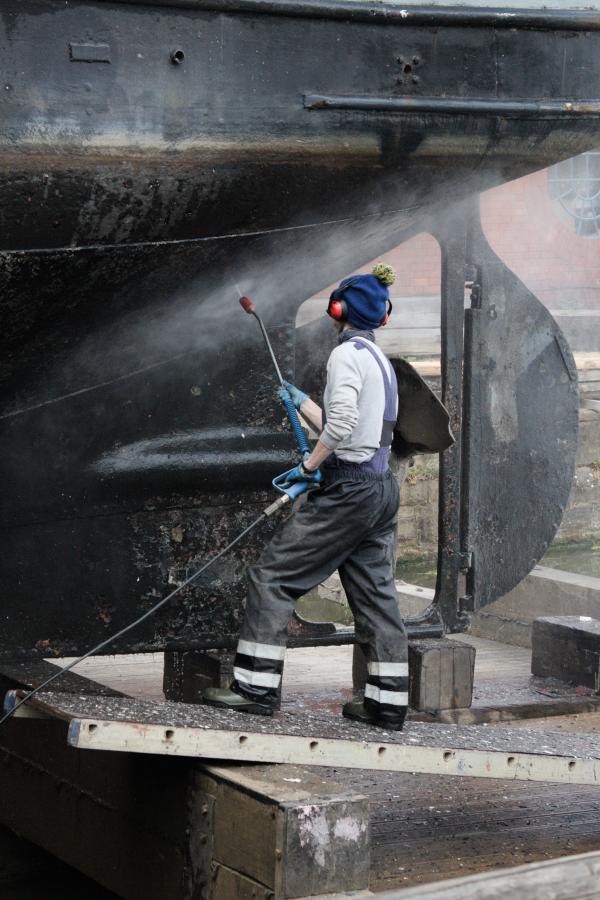 Powerwashing Mayflower