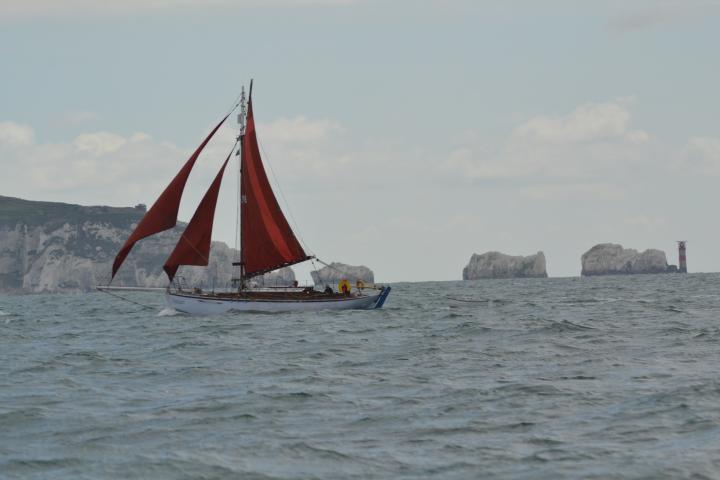 Harbinger - under sail, Aug 2017