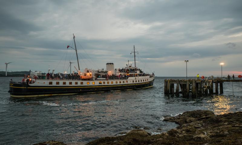 Photo Comp 2018 entry - MV Balmoral evening arrival at Keppel Pier, Isle of Cumbrae, by Graeme Phanco
