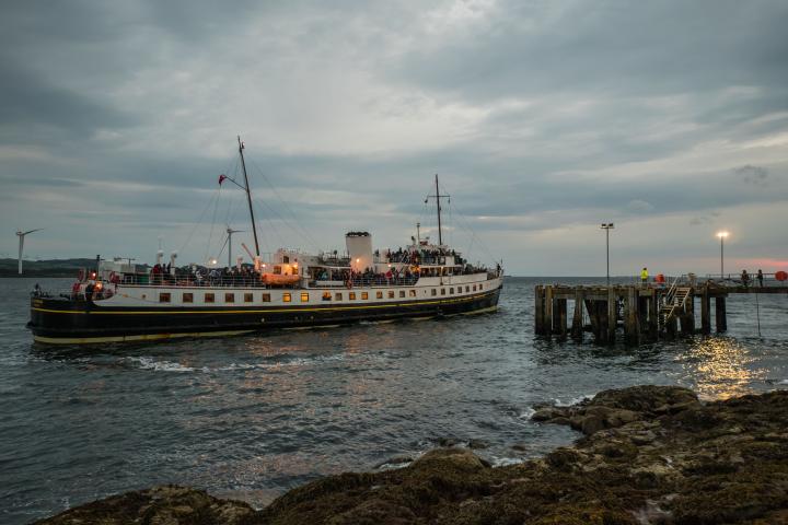 Photo Comp 2018 entry - MV Balmoral evening arrival at Keppel Pier, Isle of Cumbrae, by Graeme Phanco