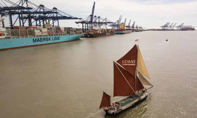 Photo Comp 2018 entry - Sailing Barge Edme exiting the Orwell at Felixstowe leading the Pin Mill race, by Kevin Jay