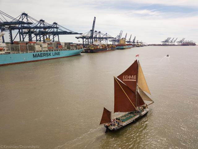 Photo Comp 2018 entry - Sailing Barge Edme exiting the Orwell at Felixstowe leading the Pin Mill race, by Kevin Jay