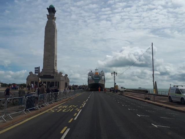 LCT 7074 Landfall being moved to her new home outside The D-Day Museum, Portsmouth, Aug 2020