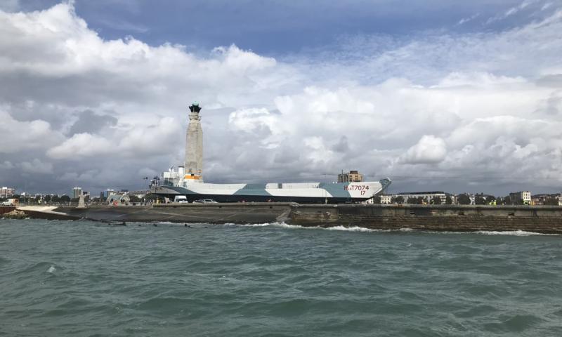 LCT being moved to her new home outside The D-Day Museum, Portsmouth - Aug 2020