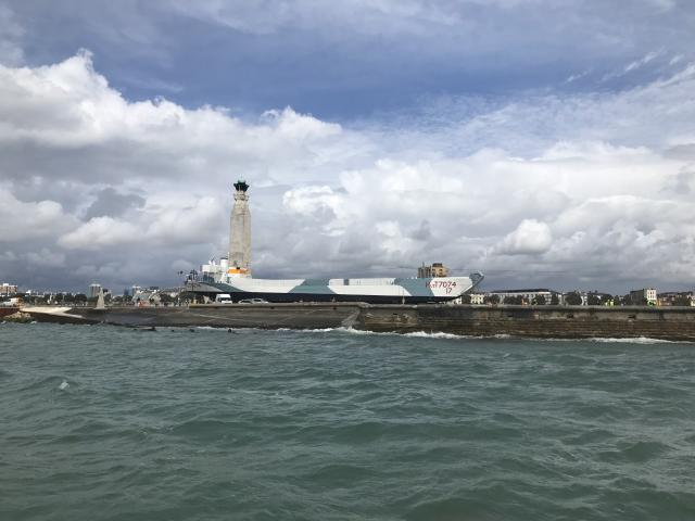 LCT being moved to her new home outside The D-Day Museum, Portsmouth - Aug 2020