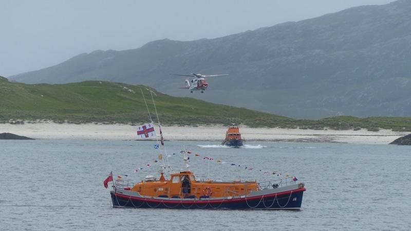 JOSEPH SOAR On excercise with Barr Island Lifeboat and Stornoway Coast Guard helicopter, Lifeboat Open Day, July 2015