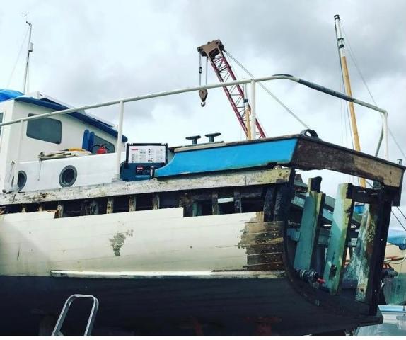 Photo of Maid of Conway @ 2017 lying at Gweek Classic Boatyard before start of Mr Paul Morgans restoration.