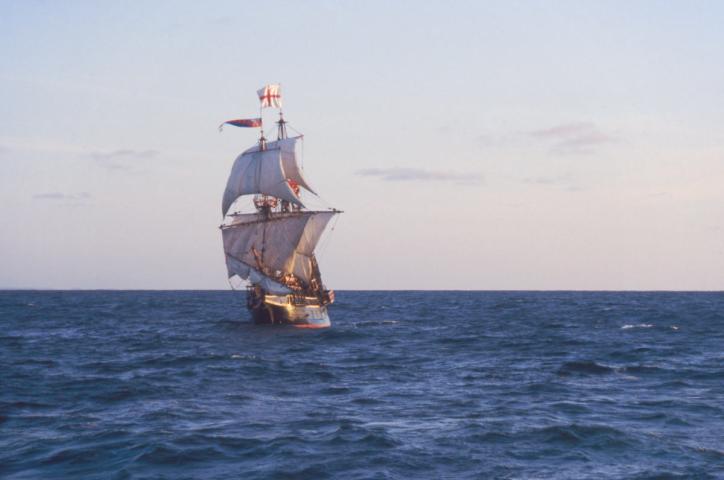 Golden Hinde at sea