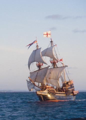 Golden Hinde at sea