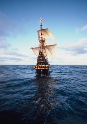 Golden Hinde at sea