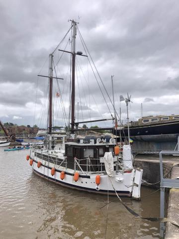 Vessel alongside Exeter showing port quarter