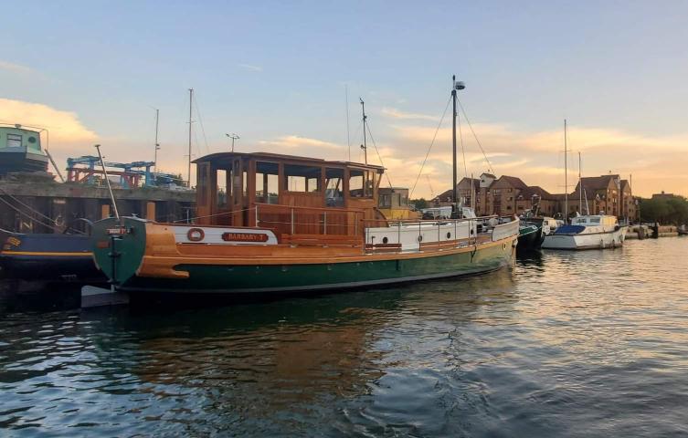 Barbary T in mooring after her refit, 2023