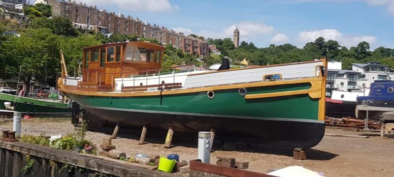 Barbary T in the dry after her refit, 2023