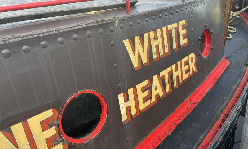 White Heather closeup of painted name
