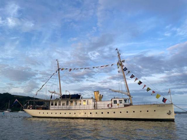 Lilian anchored at Falmouth Classics