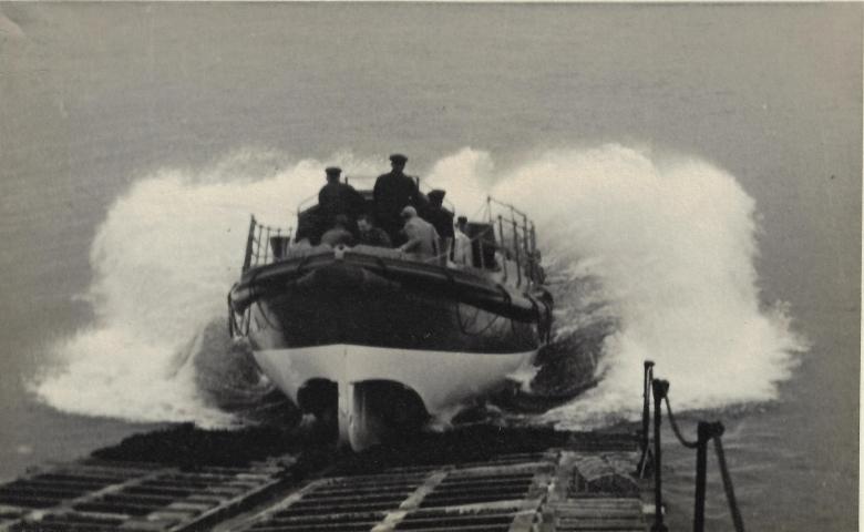 H F Bailey being launched down the slipway