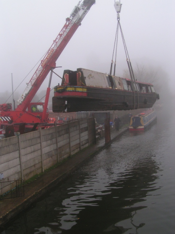 Atilla being craned out of Bedford Basin for restoration, 2008