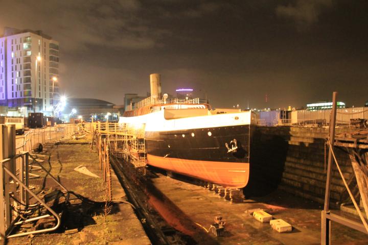 SS Nomadic - starboard facing, undergoing restoration