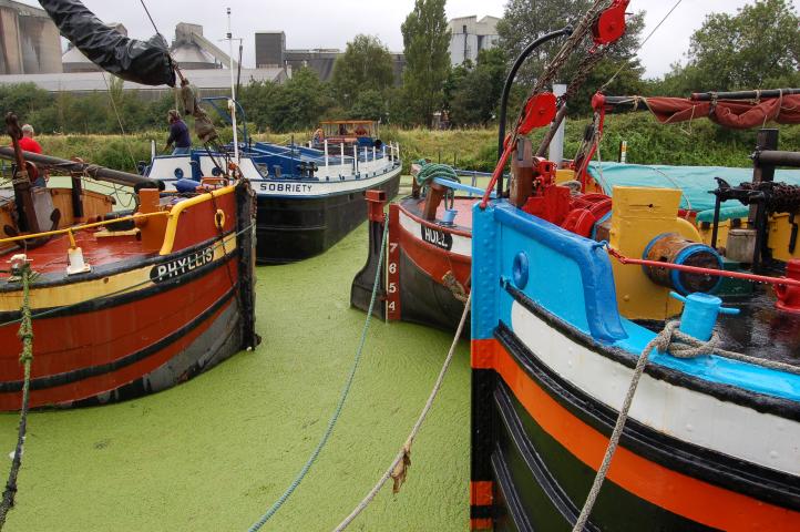 Photography competition entry 2014 - 'Barge Dancing' - 4 Historic Humber Barges, Humber Sloop Phyllis and Amy Howson, Humber Keel Comrade and Motor Barge Sobriety gathered together on the River Ancholme for Humber Sloop Amy Howson's 100th Birthday on