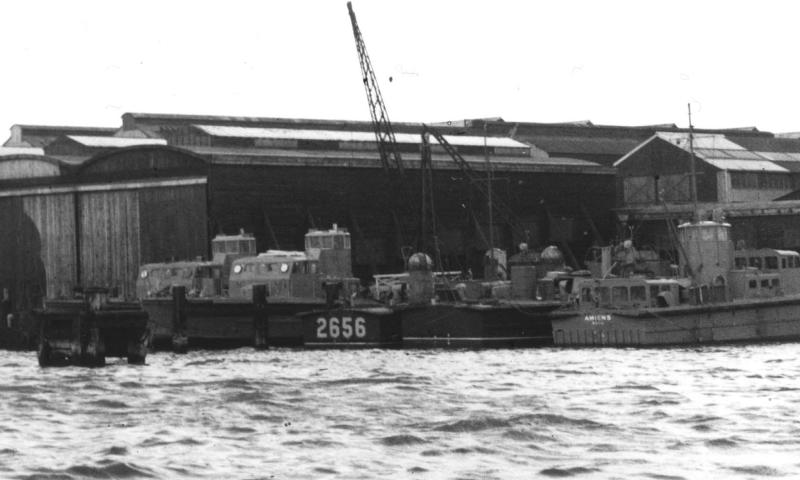 Amiens - along with other War time vessels moored at Thorneycroft's Yard Wollston (date uncertain)