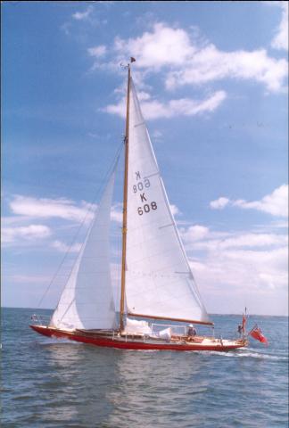 Corrie under sail - port side