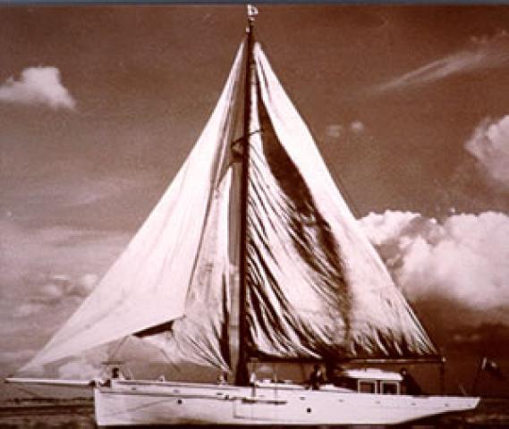 MERMAID - under sail in 1960s, portside.