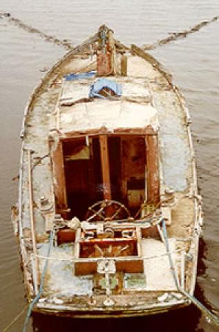 MERMAID - at Weir Hall Boatyard, River Tamar, in 1977. Deck arrangement looking forward.