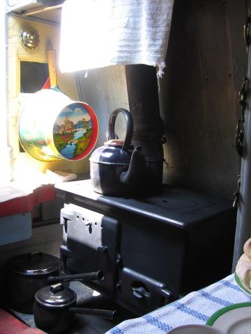 Peacock - interior view, galley and stove