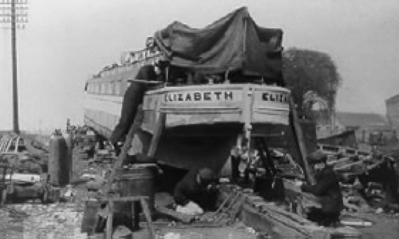 ELIZABETH - on the slip at Lincoln in 1938.  Stern from port quarter looking forward.