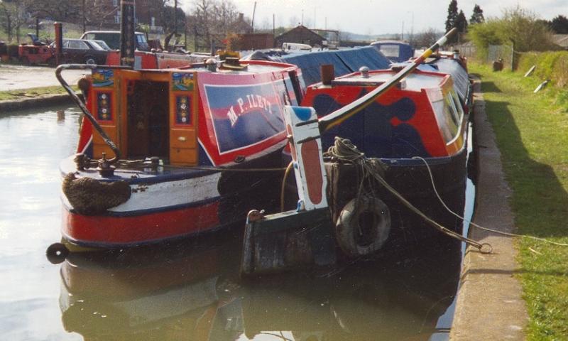 ST AUSTELL (right) and motor boat CHISWICK (left) - at Langley Mill near Nottingham. Stern looking forward.