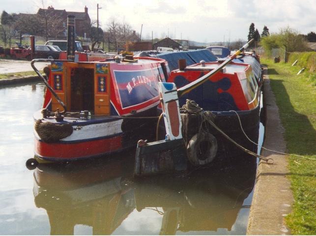 ST AUSTELL (right) and motor boat CHISWICK (left) - at Langley Mill near Nottingham. Stern looking forward.