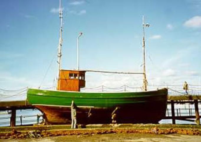 CHRISTINA II - hauled out. Starboard side.