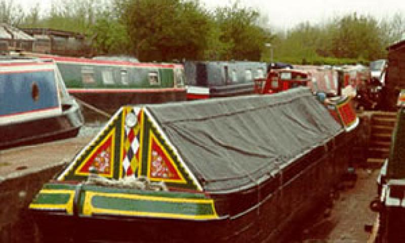 METEOR -  in dry dock at Langley Mill for refit and repaint. Bow looking aft. Ref: Assoc Docs (9)