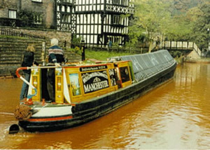 STORK on Bridgwater Canal in 1993 - stern from starboard quarter.