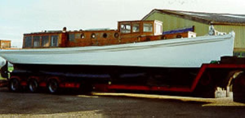 VALENCIA - on trailer about to be relaunched after repairs in 1994. Starboard side.