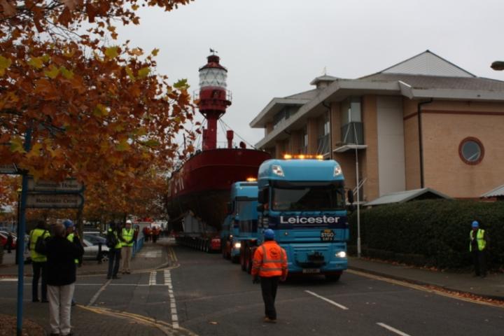 LV78-being transported to new temporary location in Eastern Docks, S'hampton, for restoration.