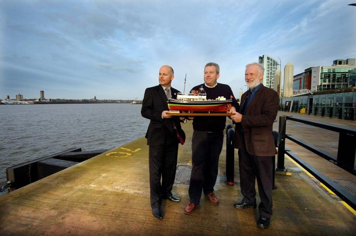 Daniel Adamson Preservation Society at Cruise Liner Terminal 2009 with scale model of Daniel Adamson