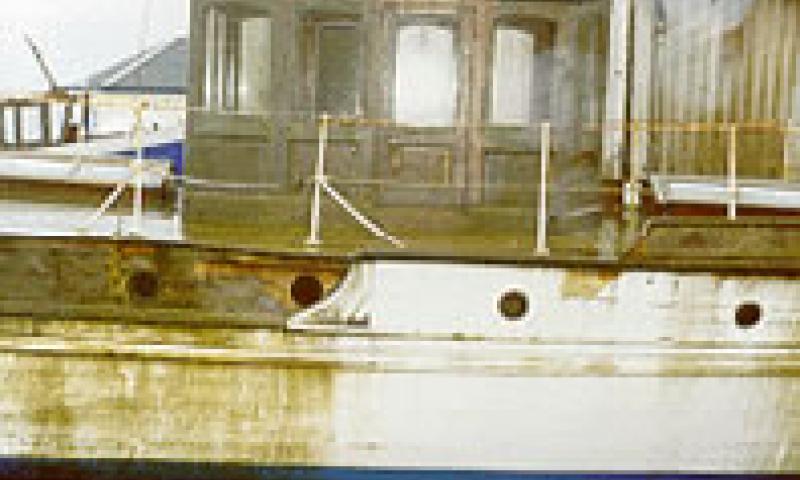 KAMI-NO-MICHI - hauled out at Kerera. Wheelhouse from starboard side.